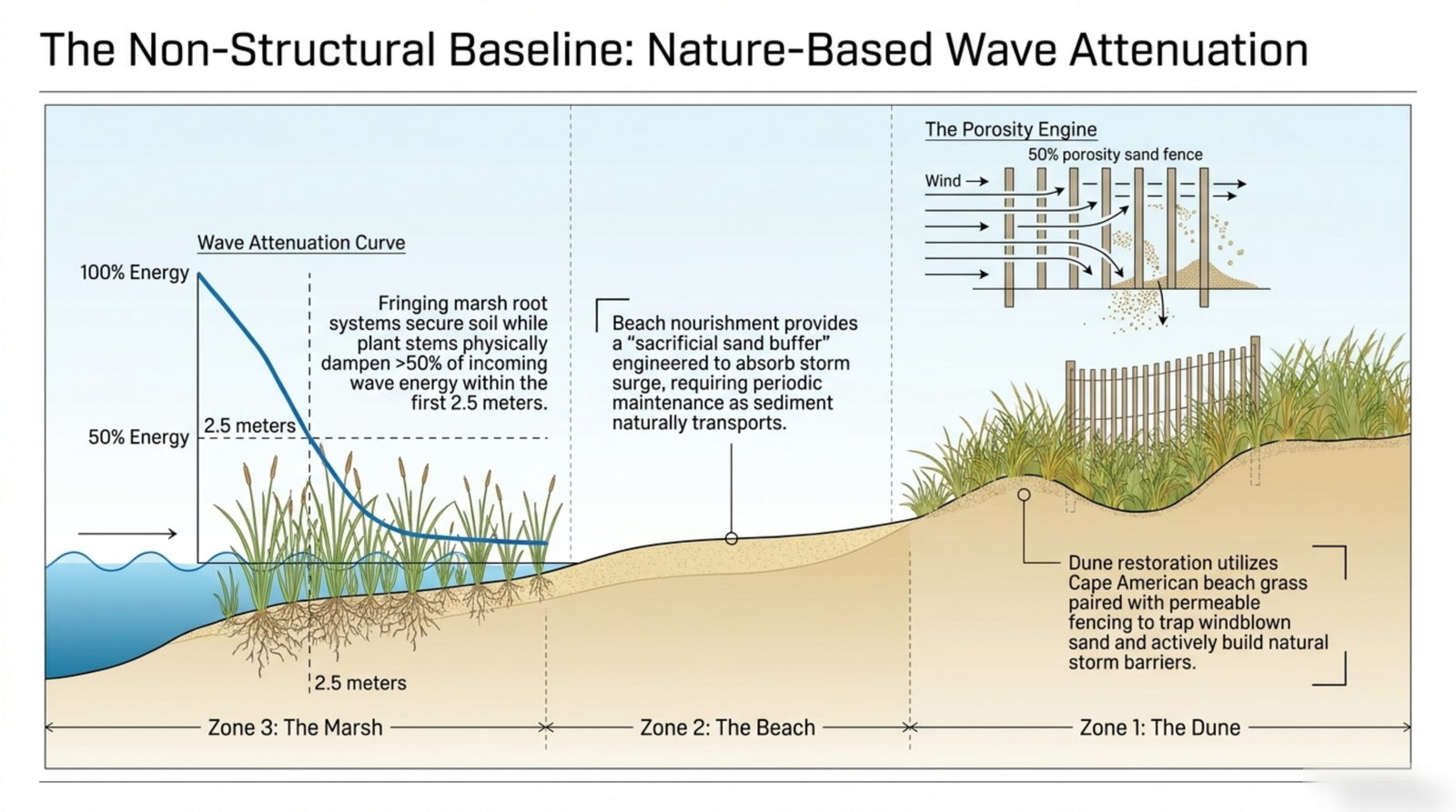 The non-structural baseline: marsh roots, dune grass and sacrificial sand
